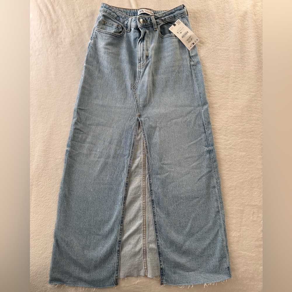 Zara | Light Blue Denim Maxi Skirt | Size Small | 36” in length